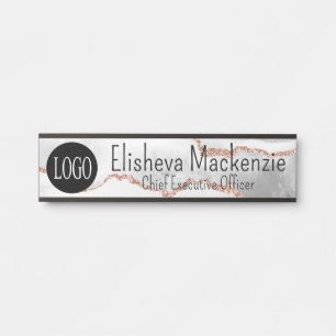 White Rose Gold Office Door Sign Signs  Name Plate