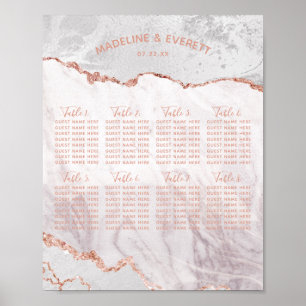 White & Rose Gold Wedding Table Seating Chart