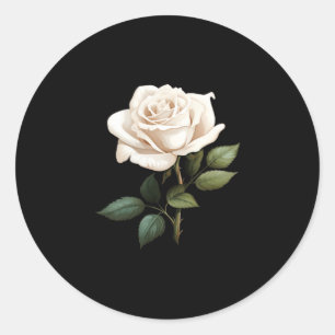 White Rose Graphic  Classic Round Sticker