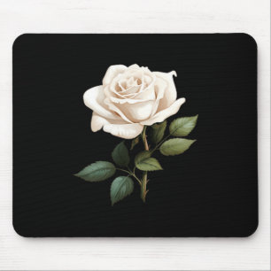 White Rose Graphic Mouse Mat