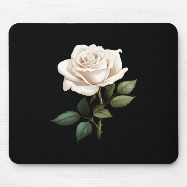 White Rose Graphic  Mouse Mat (Front)