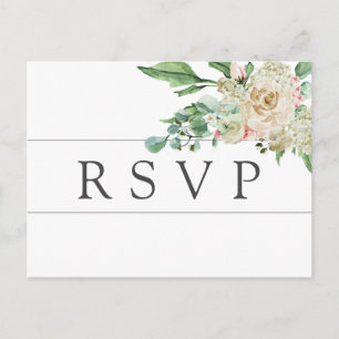 White Rose Hydrangea  RSVP Postcard  Meal Choice