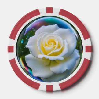 White Rose in a Soap Bubble Poker Chips