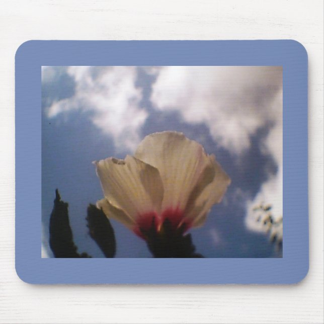 White Rose in Blue Sky Mouse Mat (Front)