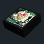 White Rose Jewellery Keepsake Box<br><div class="desc">White rose with pink centre on dark leaves printing on tile. Considering a special gift for someone? You don’t have to be a craftsmen or artist. A photo taken on your vacation, graduation, birthday, retirement, house warming- etc. works fine. Adding a special message creates more than a gift - It...</div>
