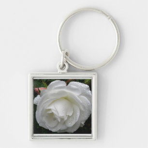 White Rose Keychain
