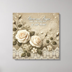 White Rose Lace AI art Canvas Print