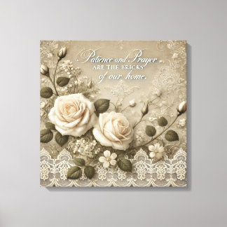 White Rose Lace AI art  Canvas Print