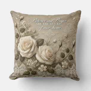 White Rose Lace AI art  Cushion