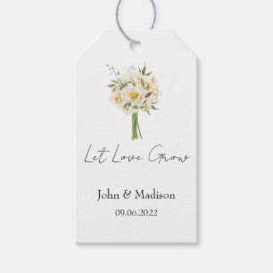 White Rose Let love grow wedding seed Gift Tags