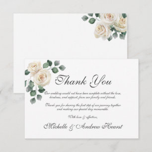 White Rose Lovely Wedding Flat Thank You Card