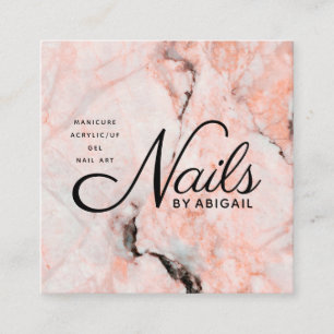 White Rose Marble Nails By Name Website & QR Code Square Business Card