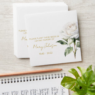 White Rose Memorial Funeral Seed Envelope