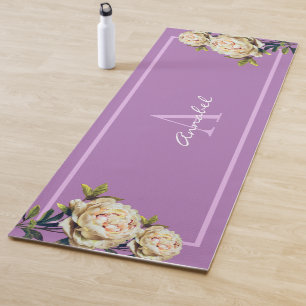 White Rose monogrammed pink Yoga Mat