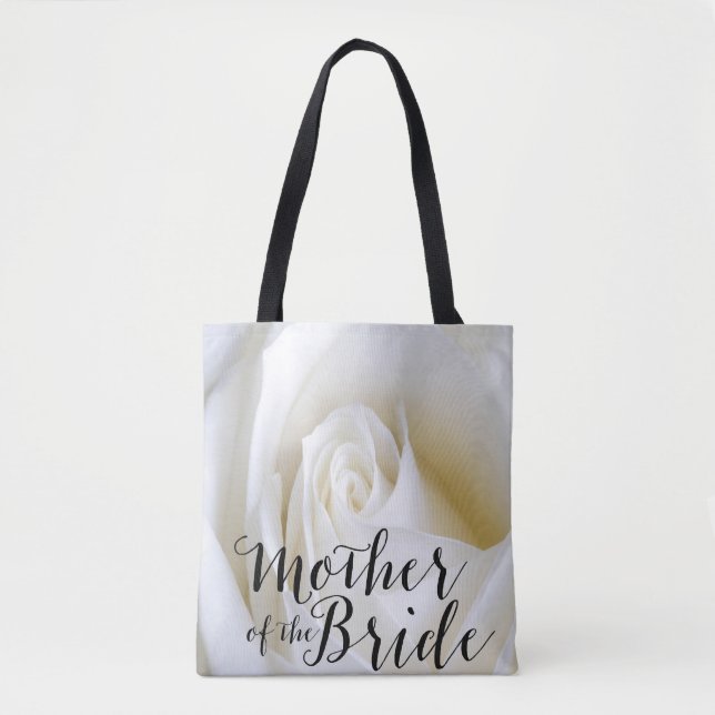White Rose Mother of the Bride Canvas Tote Bag (Front)