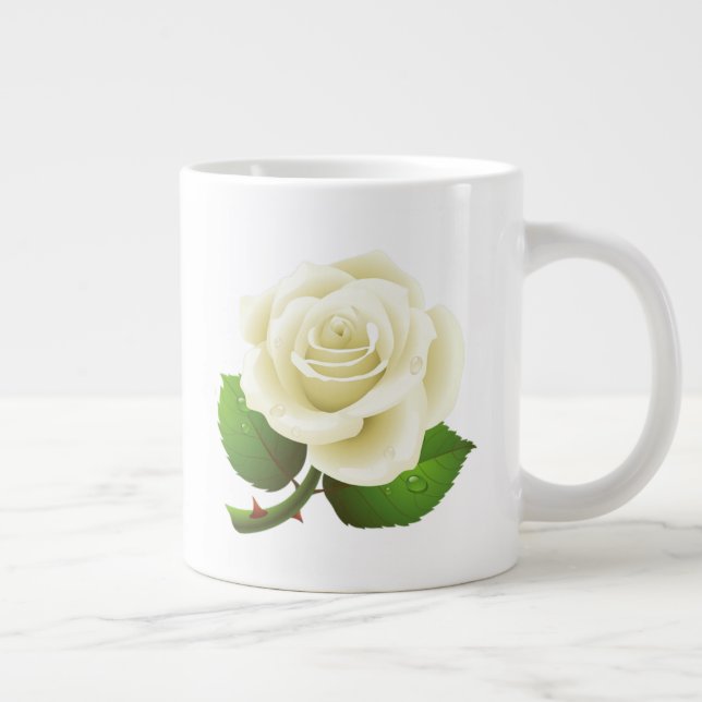 White Rose of Austin Large Coffee Mug (Right)