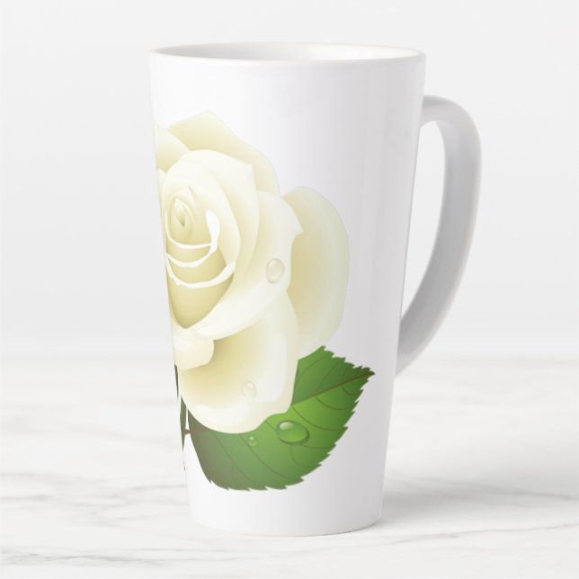 White Rose of Austin Latte Mug (Right Angle)