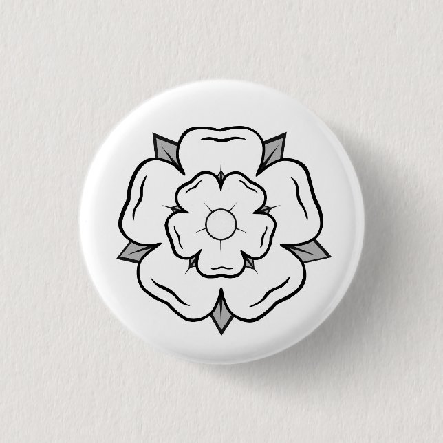 White Rose of York 3 Cm Round Badge (Front)