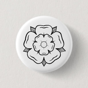 White Rose of York 3 Cm Round Badge