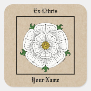 White Rose of York Bookplate Square Sticker