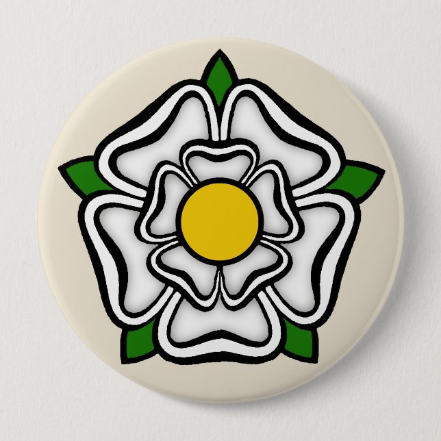White Rose of York, England Emblem of Royalty 10 Cm Round Badge (Front)