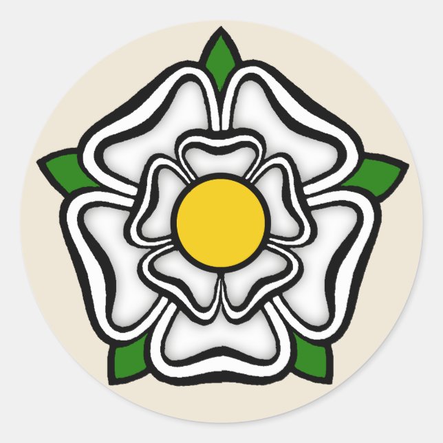 White Rose of York, England Emblem of Royalty Classic Round Sticker (Front)