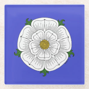 White Rose of York Glass Coaster