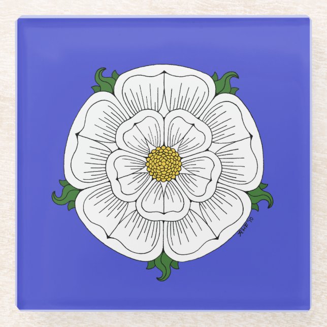 White Rose of York Glass Coaster (Front)