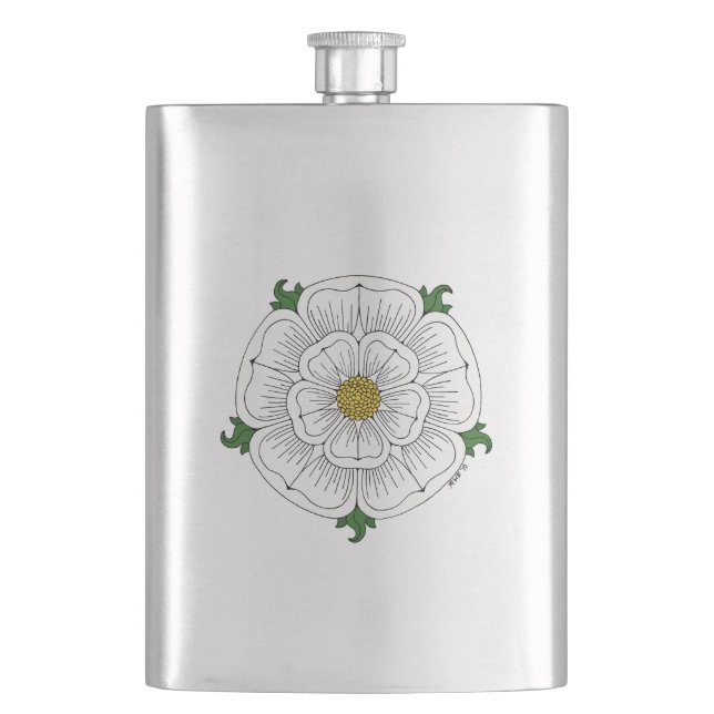 White Rose of York Hip Flask (Front)