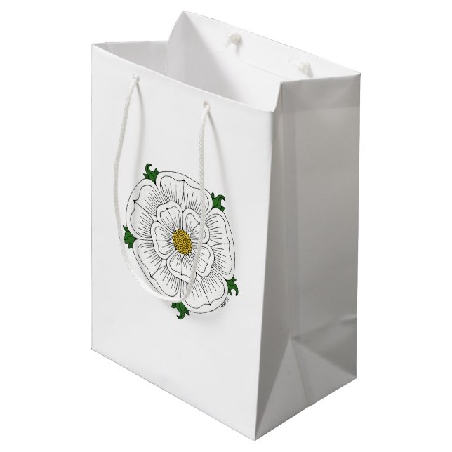 White Rose of York Medium Gift Bag (Front Angled)