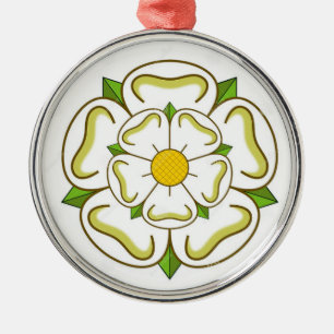 White Rose of York Metal Tree Decoration