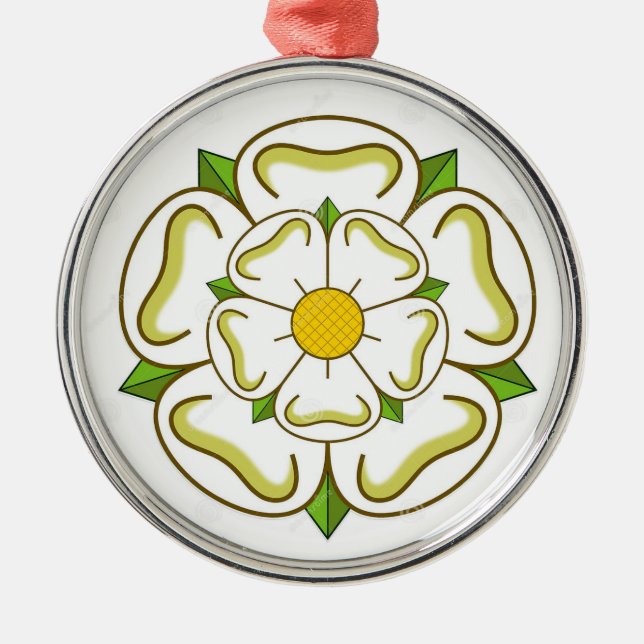 White Rose of York Metal Tree Decoration (Front)