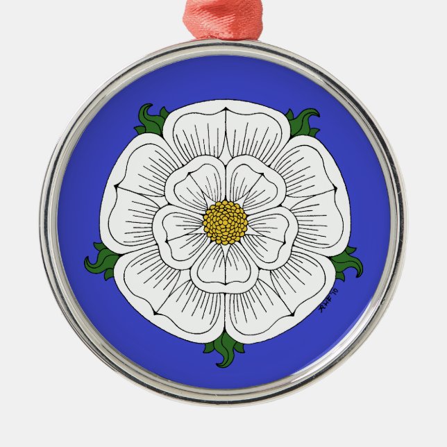 White Rose of York Metal Tree Decoration (Front)