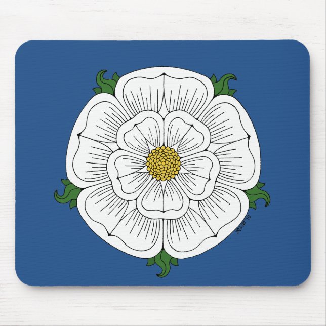 White Rose of York Mouse Mat (Front)