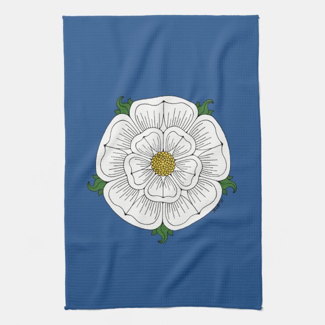 White Rose of York Tea Towel (Vertical)