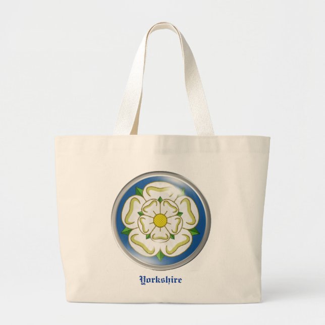 White Rose of Yorkshire Flag Large Tote Bag (Front)