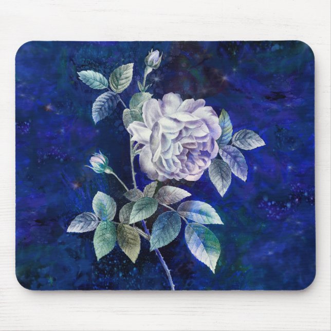 White Rose on a Textured Background Mouse Mat (Front)