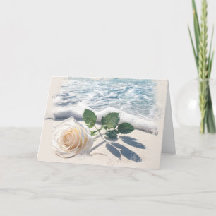 White Rose On Beach Sand Sympathy Card