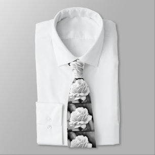 White Rose on Black Neck Tie