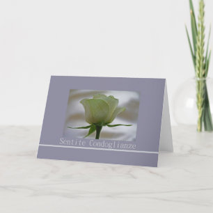 white rose on grey italian sympathy card