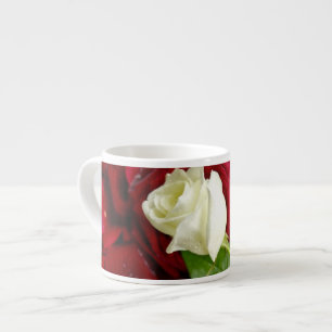 White Rose On Red Petals Espresso Cup
