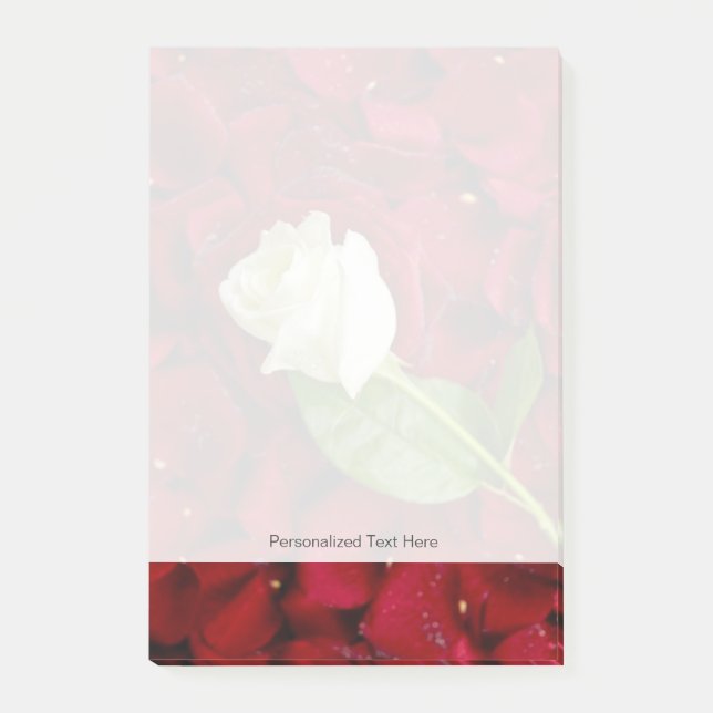White Rose On Red Petals Post-it Notes (Front)