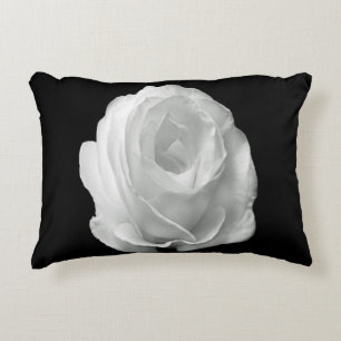 white-rose-on-the-black-background decorative cushion