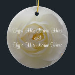 White Rose Ornament Personalised Rose Decorations<br><div class="desc">Rose Ornaments Personalised Holiday White Rose Classic Flower Decorations Your Name Here Sympathy Keepsake Wedding Keepsake Customisable Romantic White Rose Christmas Ornaments, Rose Gifts Hanukkah Neutral Holiday Decorations Rose Ornaments Keepsakes & Gifts for Weddings Anniversary I Love You Any Day White Rose Decorations for Friend Family Men Women Kids Home...</div>