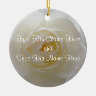 White Rose Ornament Personalised Rose Decorations