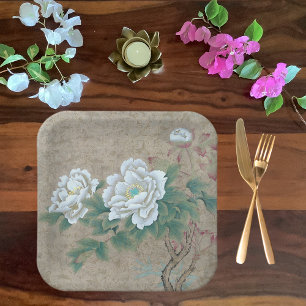 White Rose Paper Plate