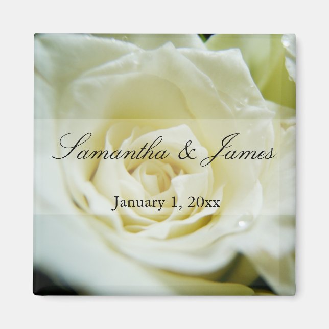 White Rose Personal Wedding Magnet (Front)