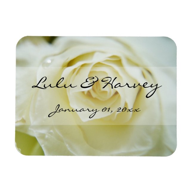 White Rose Personal Wedding Magnet (Horizontal)