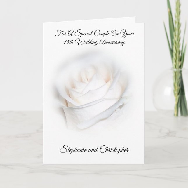 White Rose Personalised 14th Wedding Anniversary Card (Front)