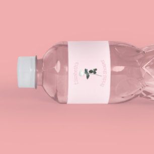 White Rose Petal Pink Bridal Shower Water Bottle Label